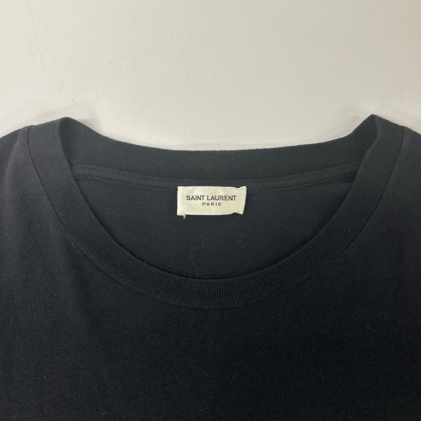 SAINT LAURENT PARIS サンローランパリ 16SS 420177 エディ期 刺繍デザイン ブラック クルーネックTシャツ トップス