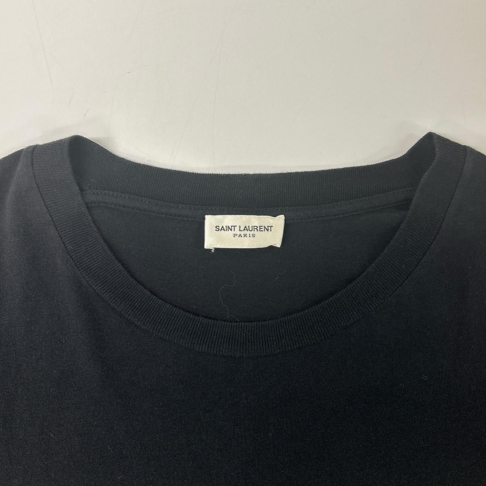 SAINT LAURENT PARIS サンローランパリ 16SS 420177 エディ期 刺繍デザイン ブラック クルーネックTシャツ トップス