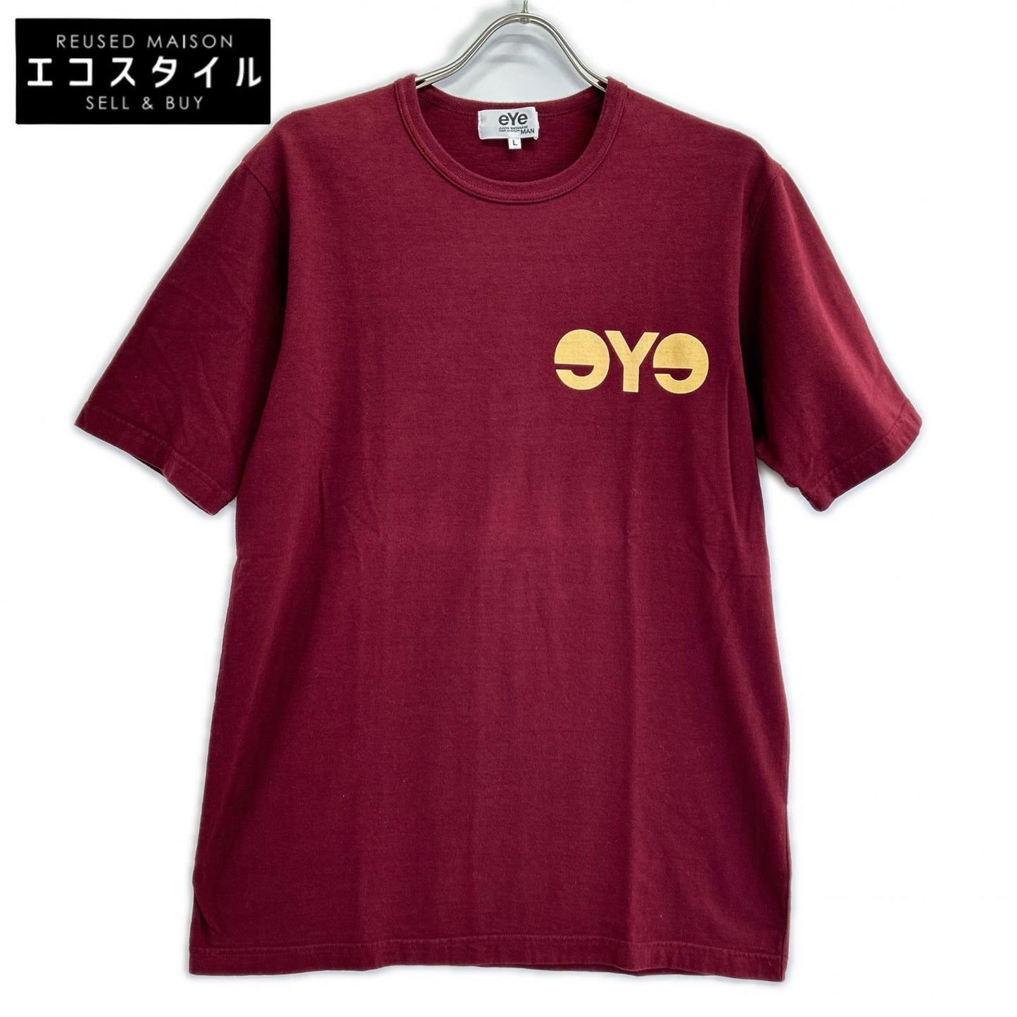 eYe JUNYA WATANABE MAN アイ ジュンヤ ワタナベ マン WJ-T904 eyeプリント エンジ クルーネックTシャツ トップス
