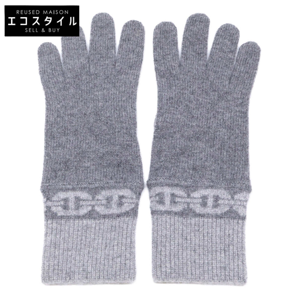 HERMES エルメス 【美品】ヘヴン シェーヌダンクルモチーフ カシミヤニット グローブ