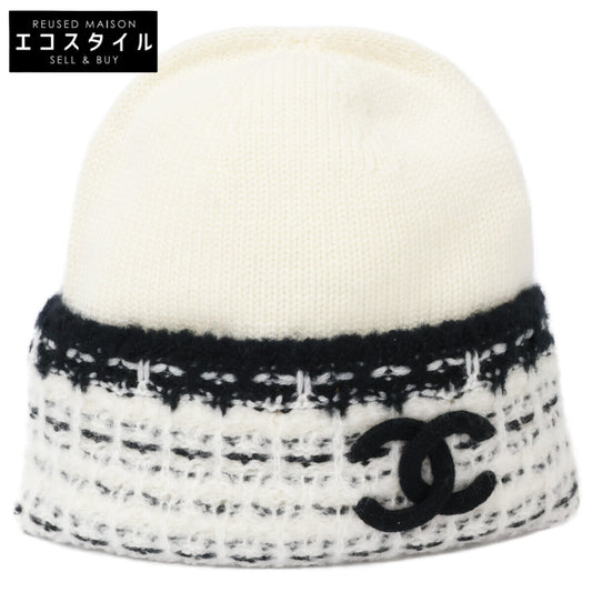 CHANEL New similar cashmere silk blend wool Coco Mark knit cap beanie hat