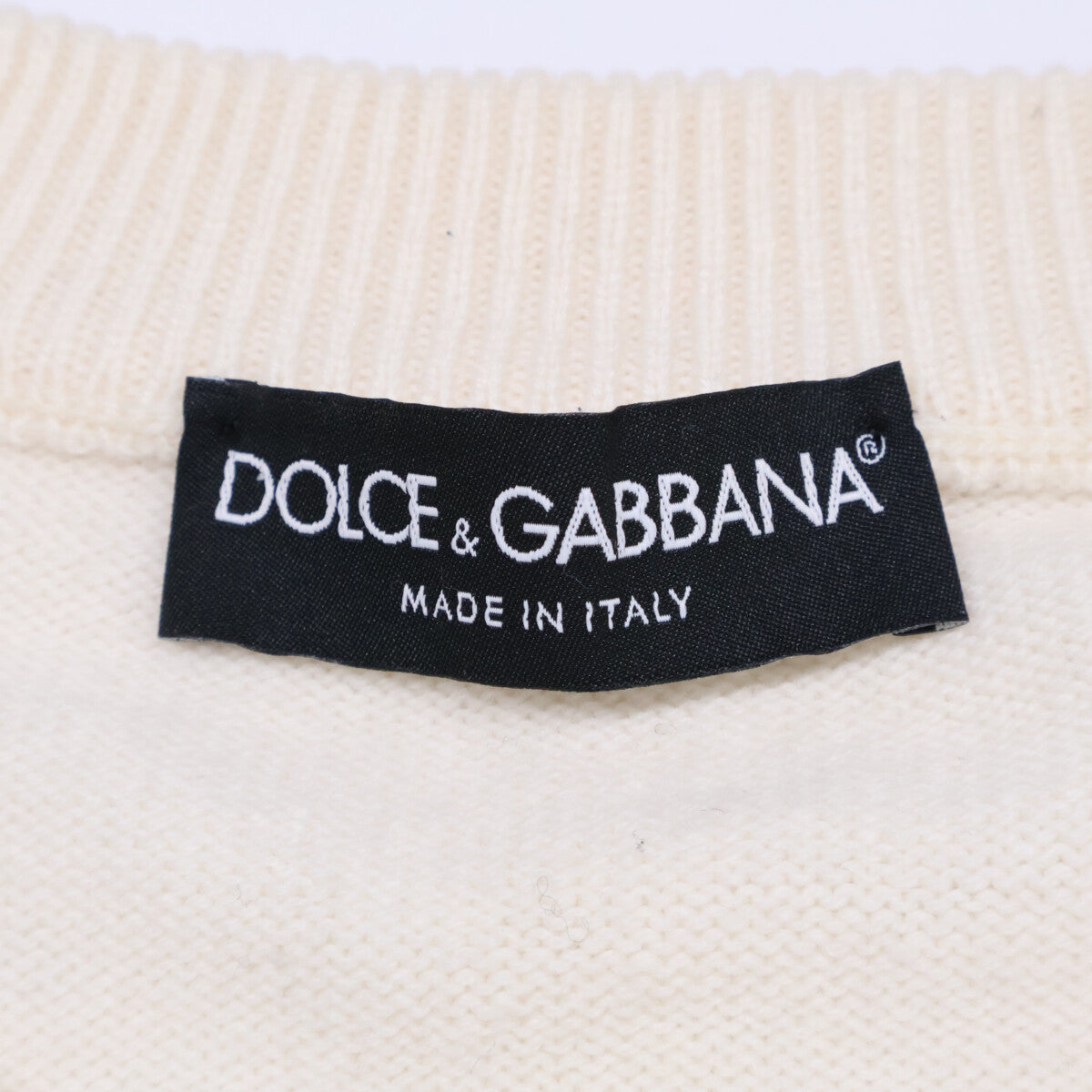 DOLCE&GABBANA Dolce & Gabbana FX364T Ivory Cashmere Heart Crew-Neck Knit Tops