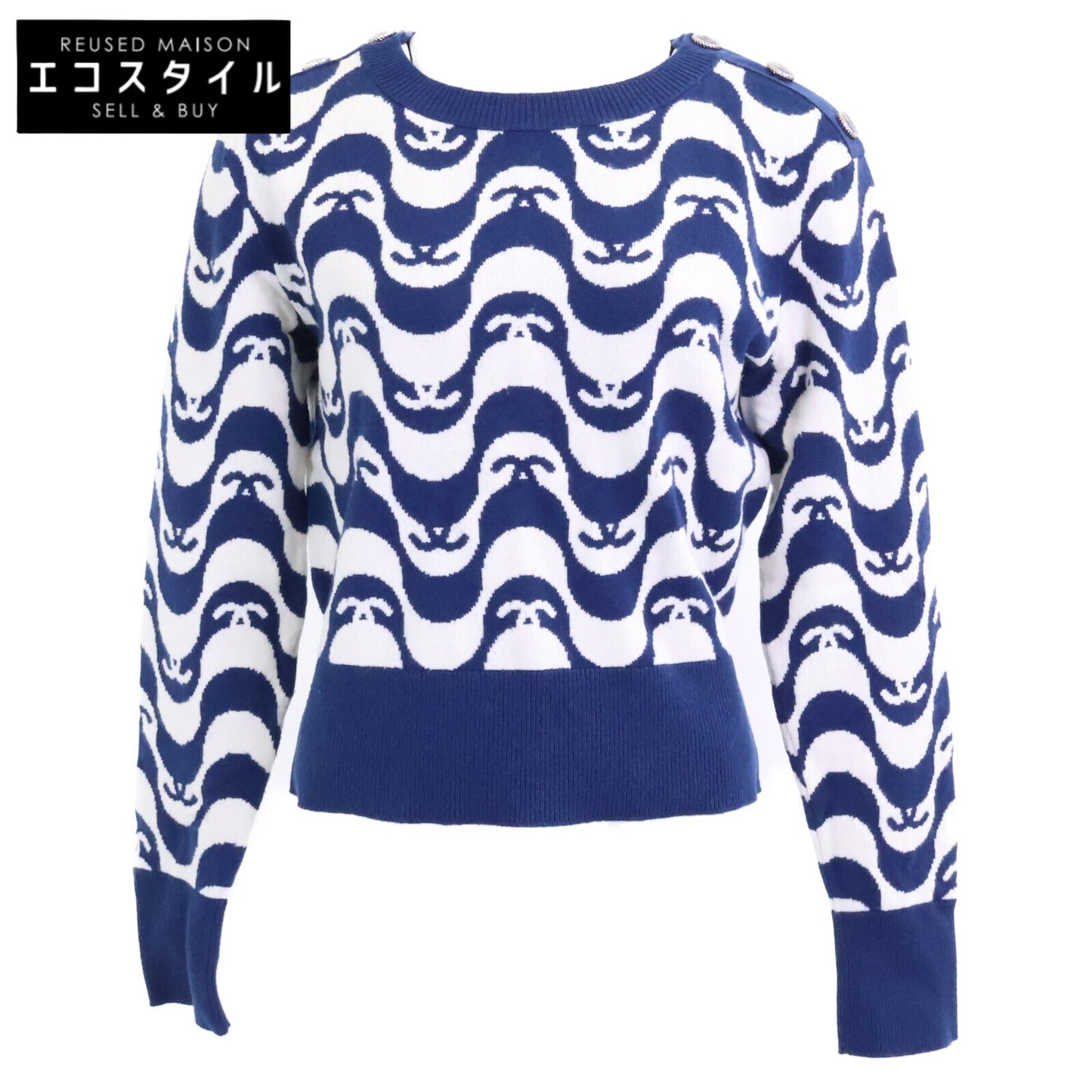CHANEL 【Domestic regular product】21년 P70436K10043 All-over Coco Mark Button Knit Sweater Top