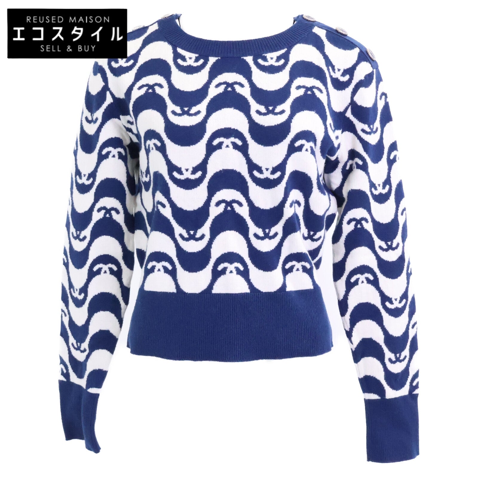CHANEL 【Domestic regular product】21년 P70436K10043 All-over Coco Mark Button Knit Sweater Top
