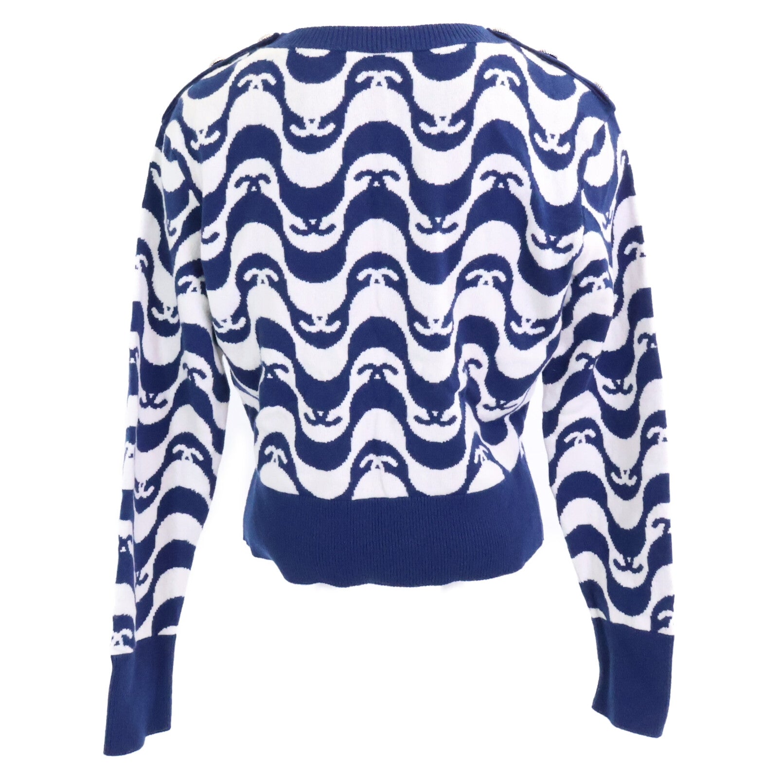 CHANEL 【Domestic regular product】21년 P70436K10043 All-over Coco Mark Button Knit Sweater Top