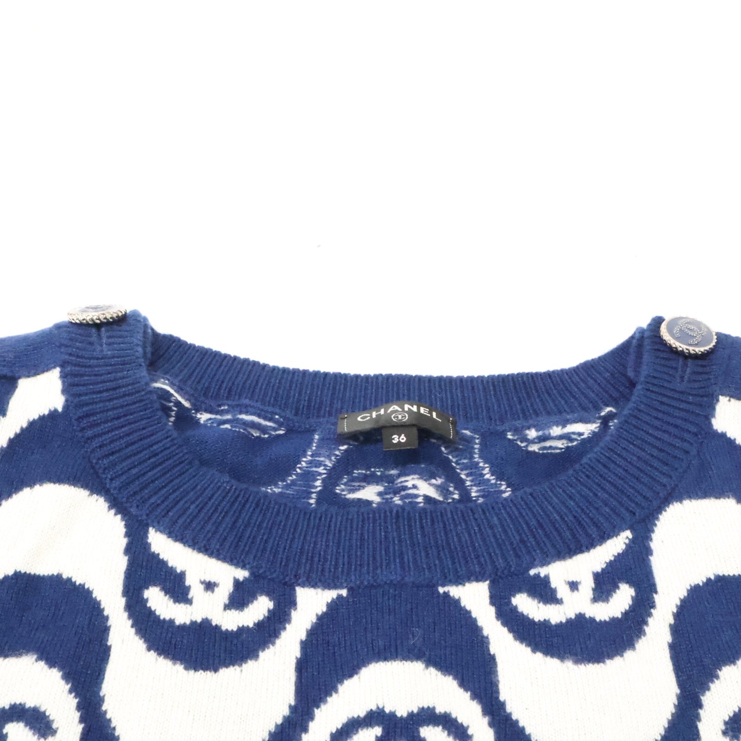 CHANEL 【Domestic regular product】21년 P70436K10043 All-over Coco Mark Button Knit Sweater Top