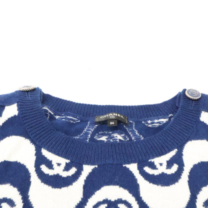 CHANEL 【Domestic regular product】21년 P70436K10043 All-over Coco Mark Button Knit Sweater Top