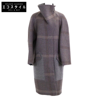 HERMES エルメス 【美品/国内正規】チェック カシミヤ100％ スタンドカラー 20AW　07-7105 コート