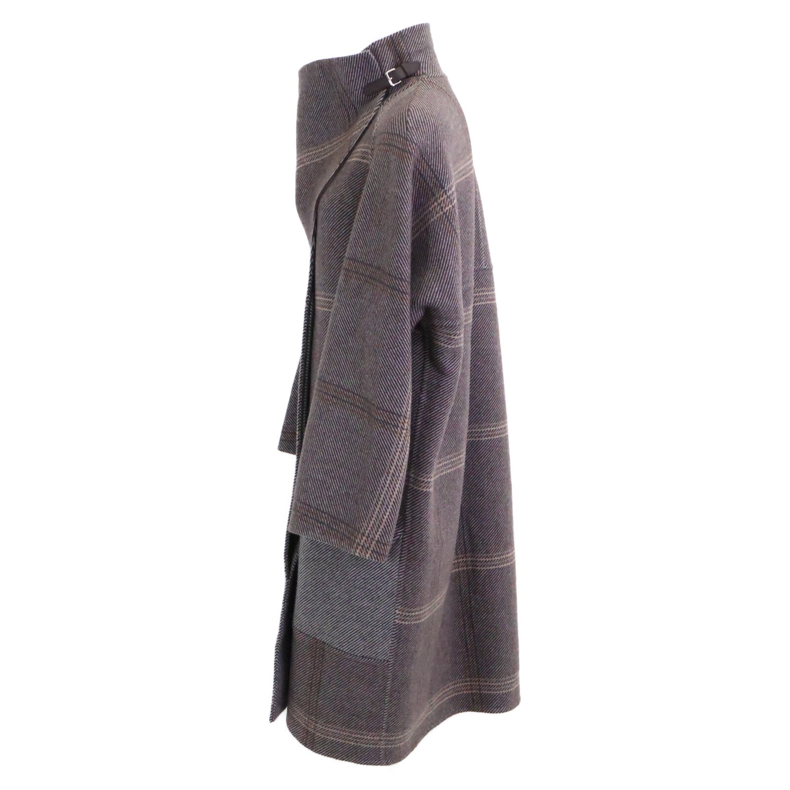 HERMES エルメス 【美品/国内正規】チェック カシミヤ100％ スタンドカラー 20AW　07-7105 コート