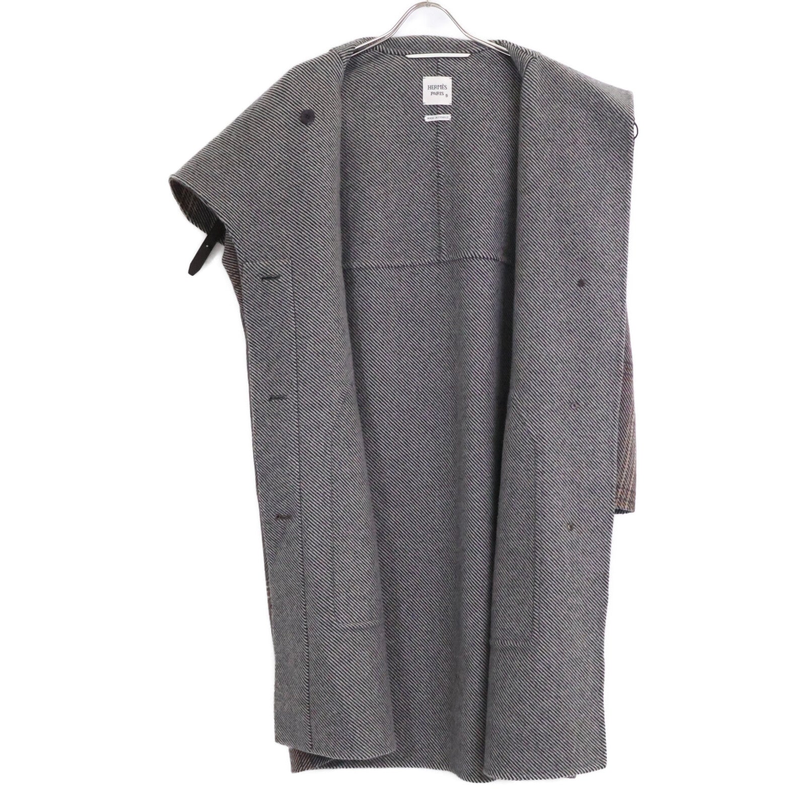 【美品/国内正規】チェック カシミヤ100％ スタンドカラー 20AW　07-7105 コート 36 レディース