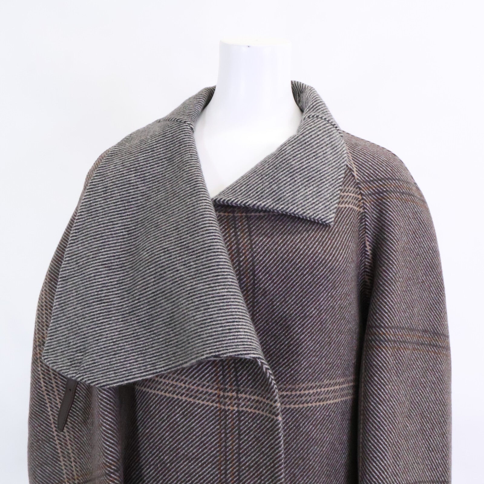 HERMES エルメス 【美品/国内正規】チェック カシミヤ100％ スタンドカラー 20AW　07-7105 コート