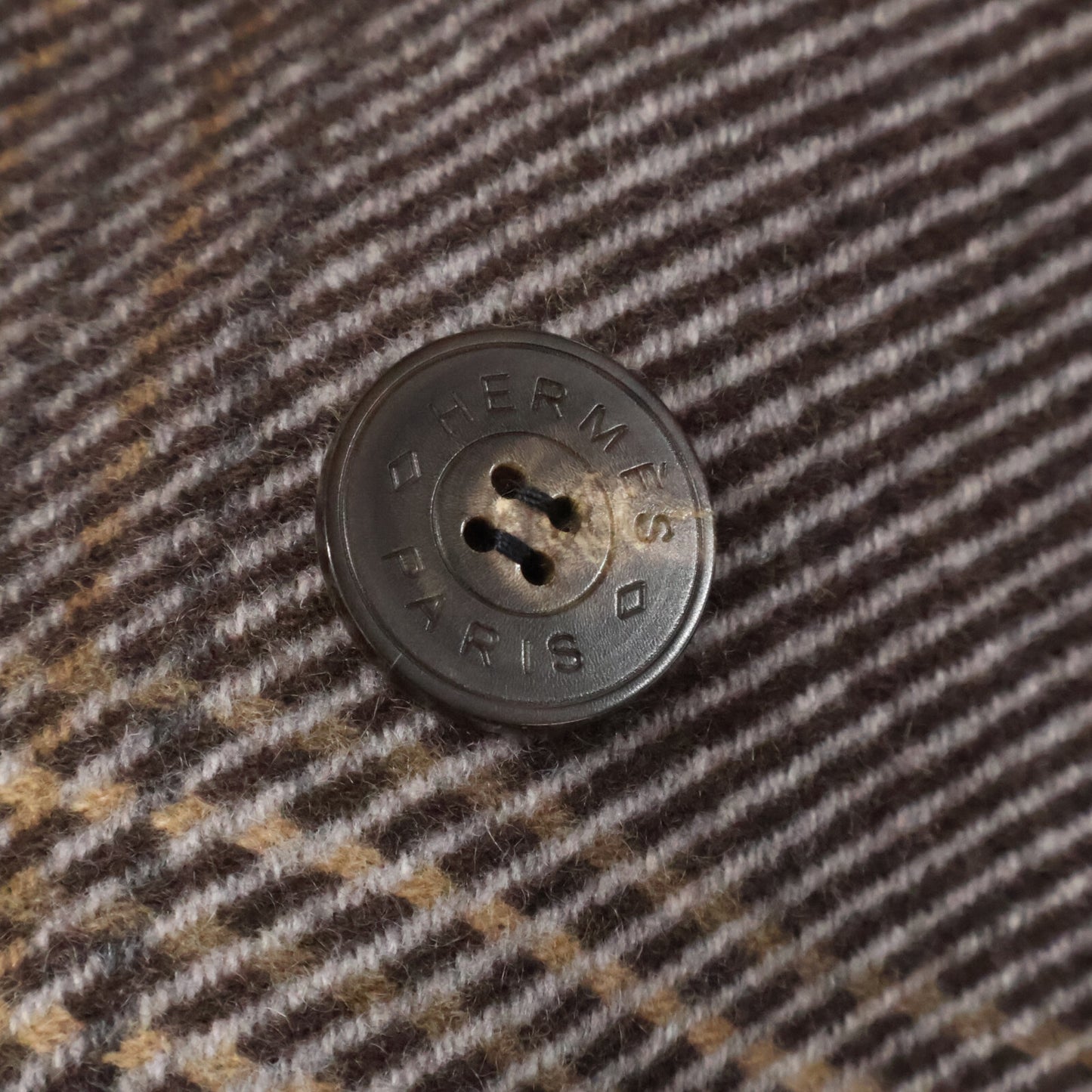 HERMES エルメス 【美品/国内正規】チェック カシミヤ100％ スタンドカラー 20AW　07-7105 コート