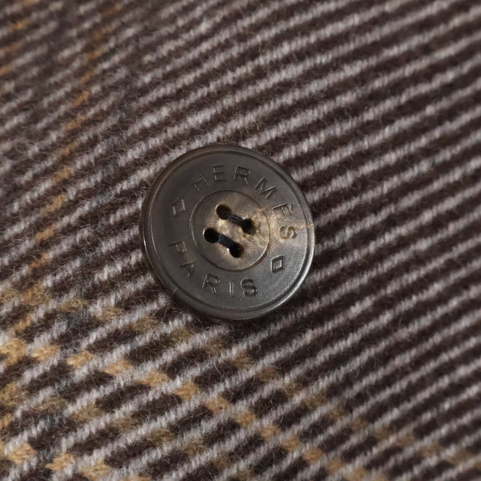HERMES エルメス 【美品/国内正規】チェック カシミヤ100％ スタンドカラー 20AW　07-7105 コート