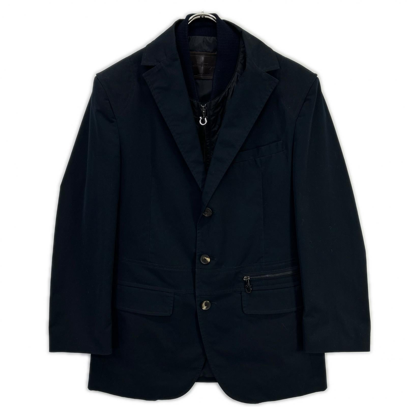 Salvatore Ferragamo サルヴァトーレフェラガモ ネイビー インナーキルティングジレ付き ジャケット コート