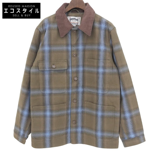 Excellent condition Ombre Check VIYELLA Coverall Padded Shirt Jacket Men's Khaki x Light Blue M 51406 Jacket M Men's