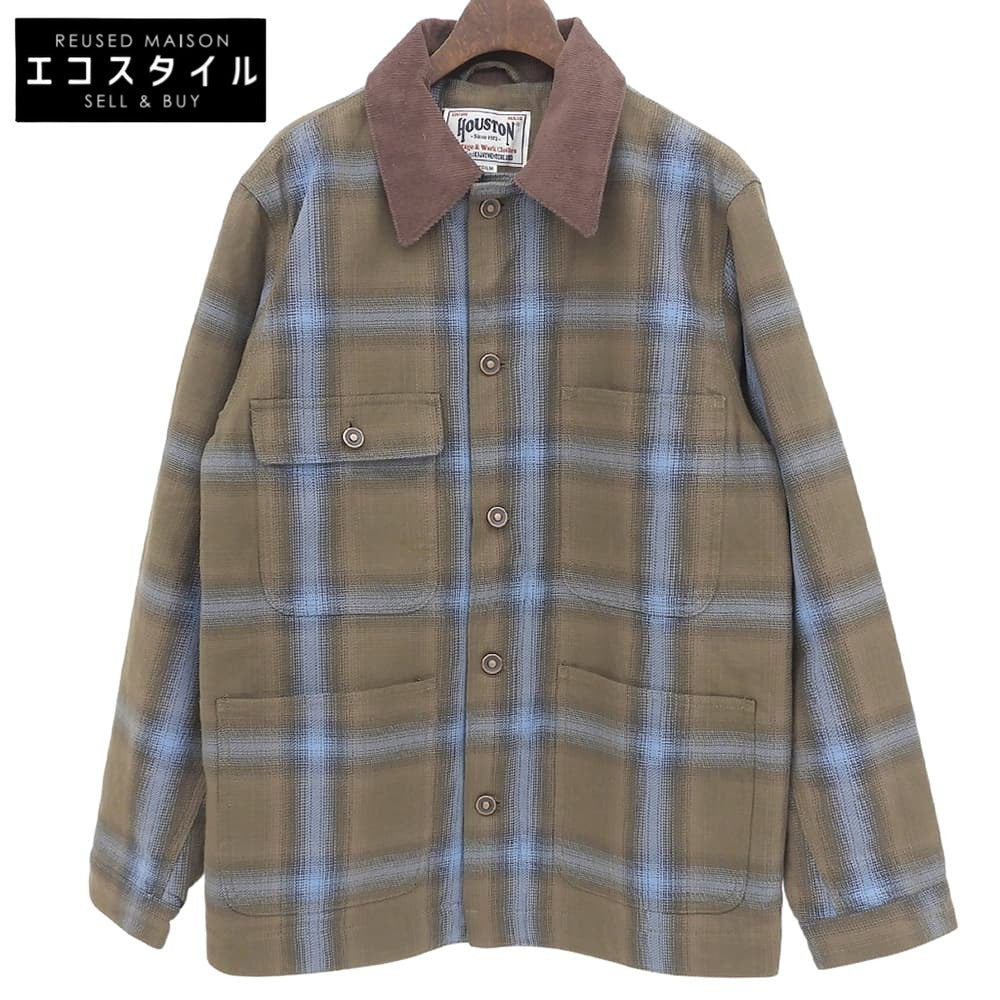 美品 渐变格子法兰绒罩衫 夹棉衬衫夹克 男士 卡其色×浅蓝色 M 51406 夹克 M 男士