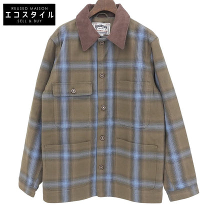 美品 渐变格子法兰绒罩衫 夹棉衬衫夹克 男士 卡其色×浅蓝色 M 51406 夹克 M 男士