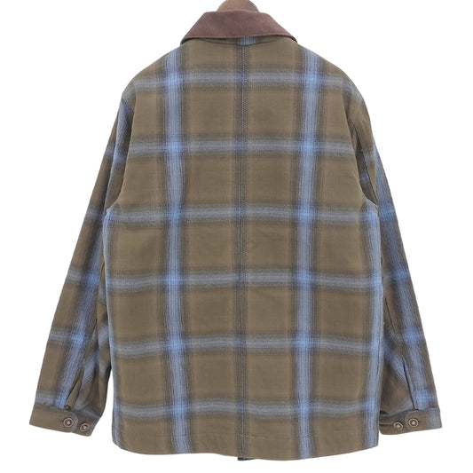 Excellent condition Ombre Check VIYELLA Coverall Padded Shirt Jacket Men's Khaki x Light Blue M 51406 Jacket M Men's