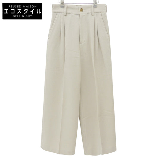 Wool 2-Tuck Wide Trousers Bottoms Women's Light Beige XS 3810600351 Bottoms XS Women's