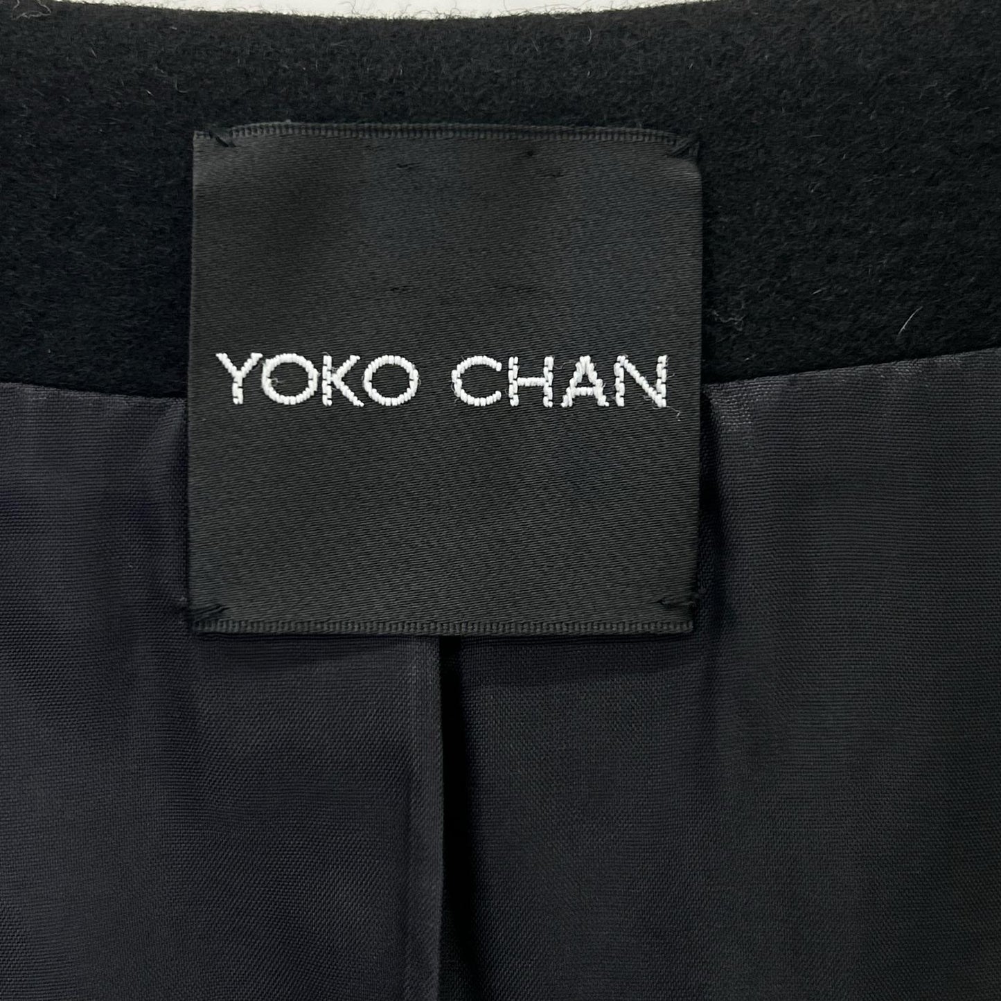 YOKOCHAN ヨーコチャン YCC-012 ブラック ウールシャギー アンゴラ混 ノーカラーコート コート