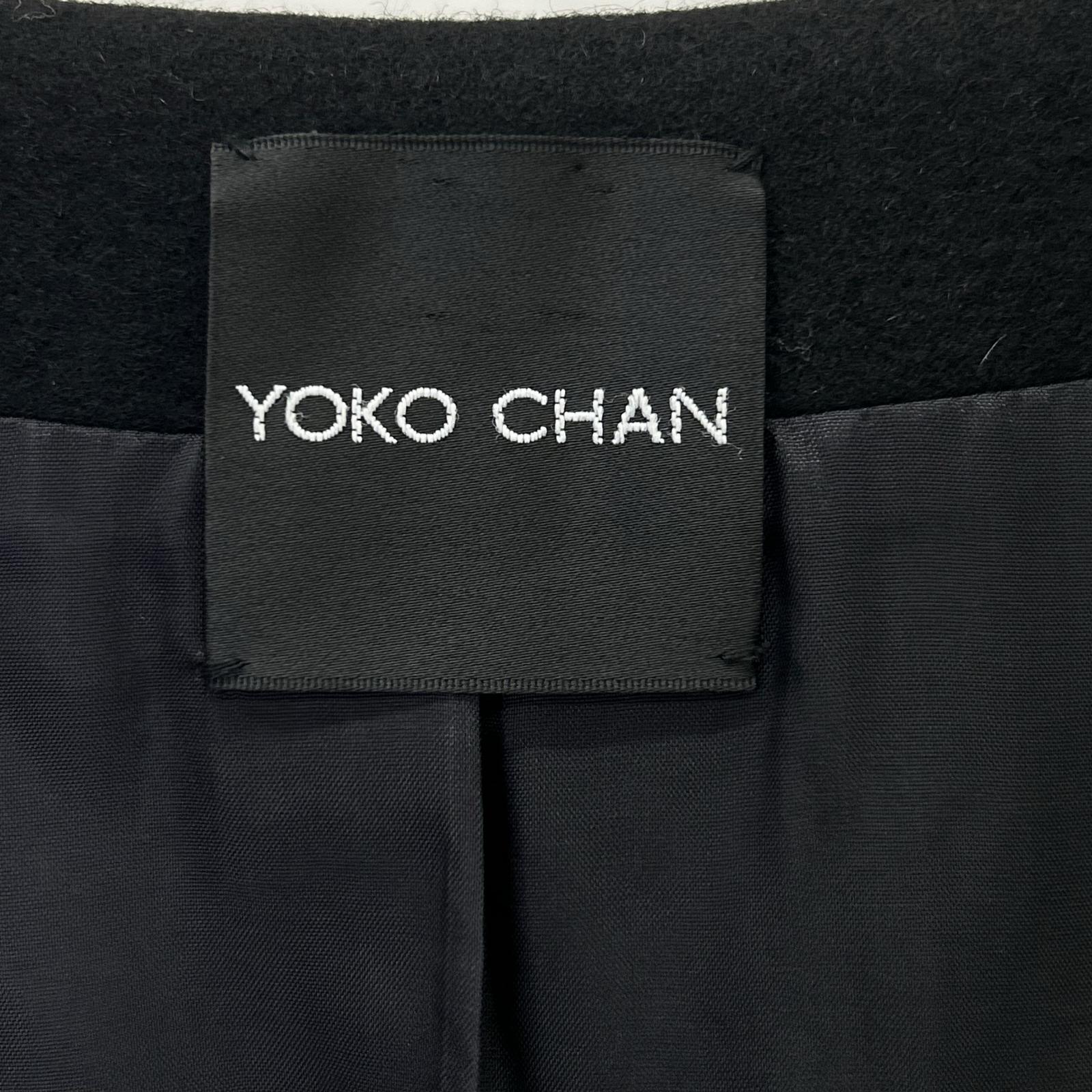 YOKOCHAN ヨーコチャン YCC-012 ブラック ウールシャギー アンゴラ混 ノーカラーコート コート