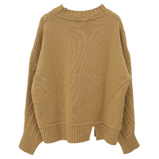 Virgin Wool Aran Knit Top for Women, Camel, M 536610836700 Top M Women