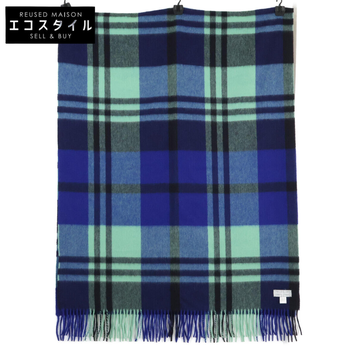 【Beautiful Condition】CPG60221 Primary Black Watch Cashmere Stole Women's