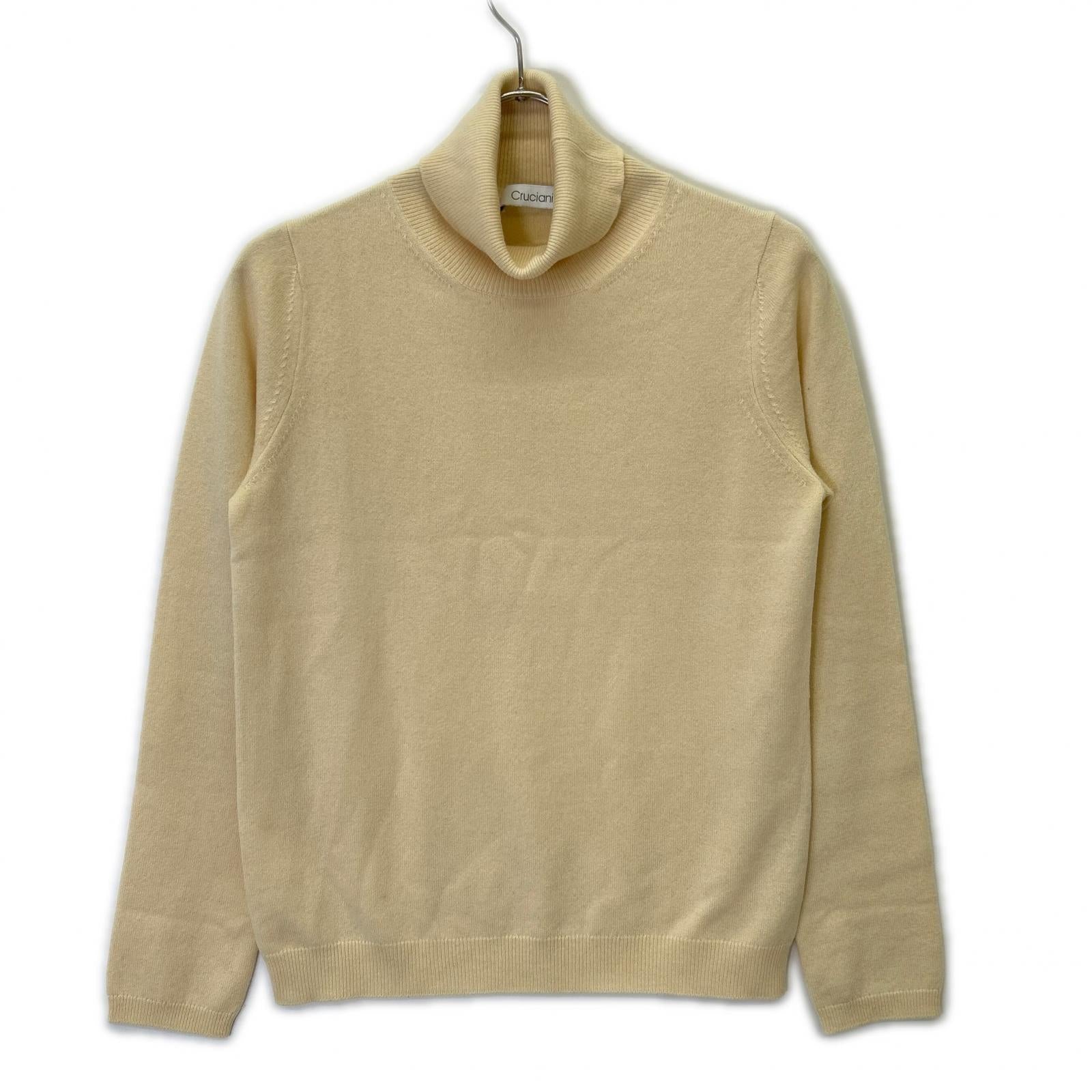 Cruciani JD2102 Beige Cashmere High-Gauge High-Neck Knit Top