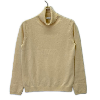 Cruciani JD2102 Beige Cashmere High-Gauge High-Neck Knit Top