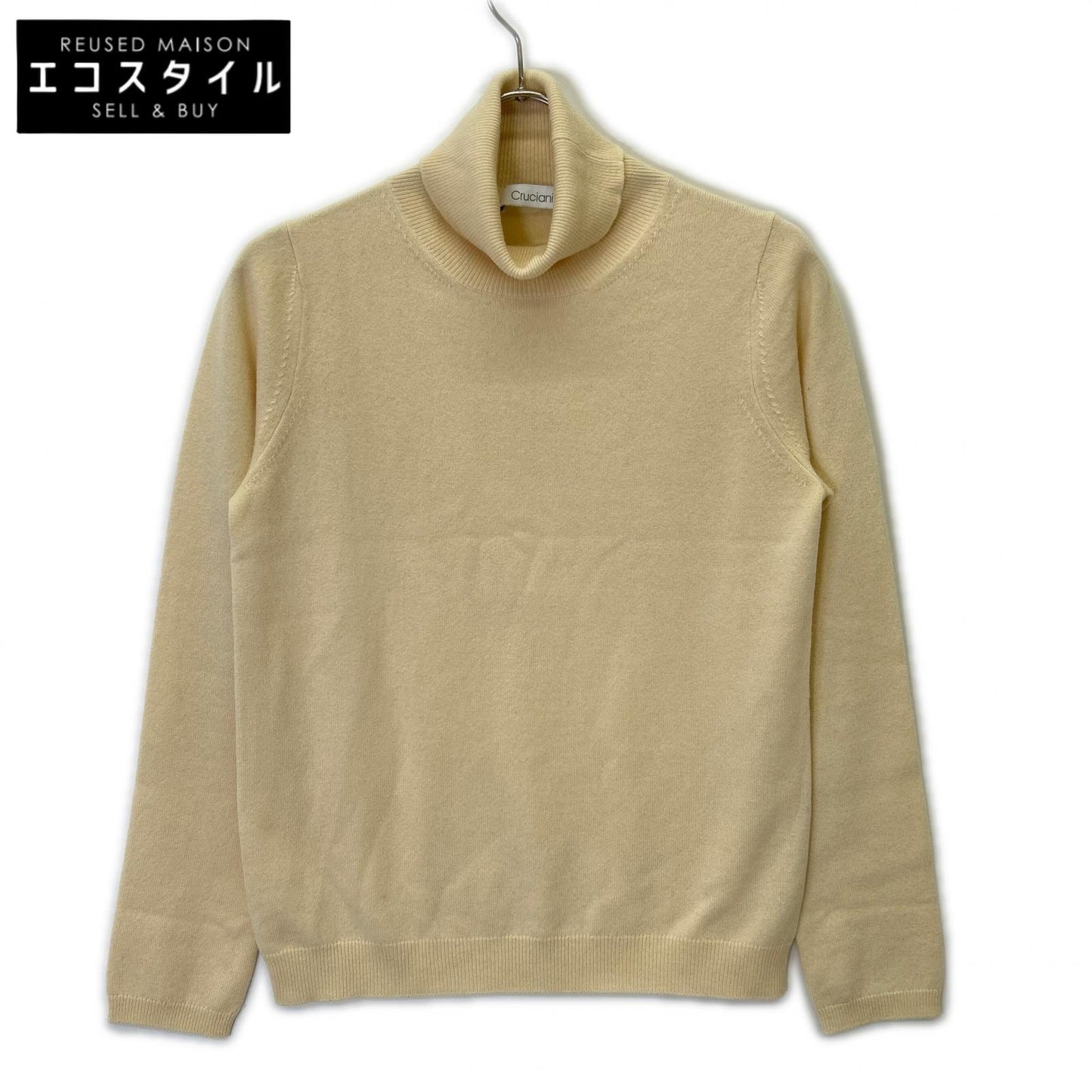Cruciani JD2102 Beige Cashmere High-Gauge High-Neck Knit Top