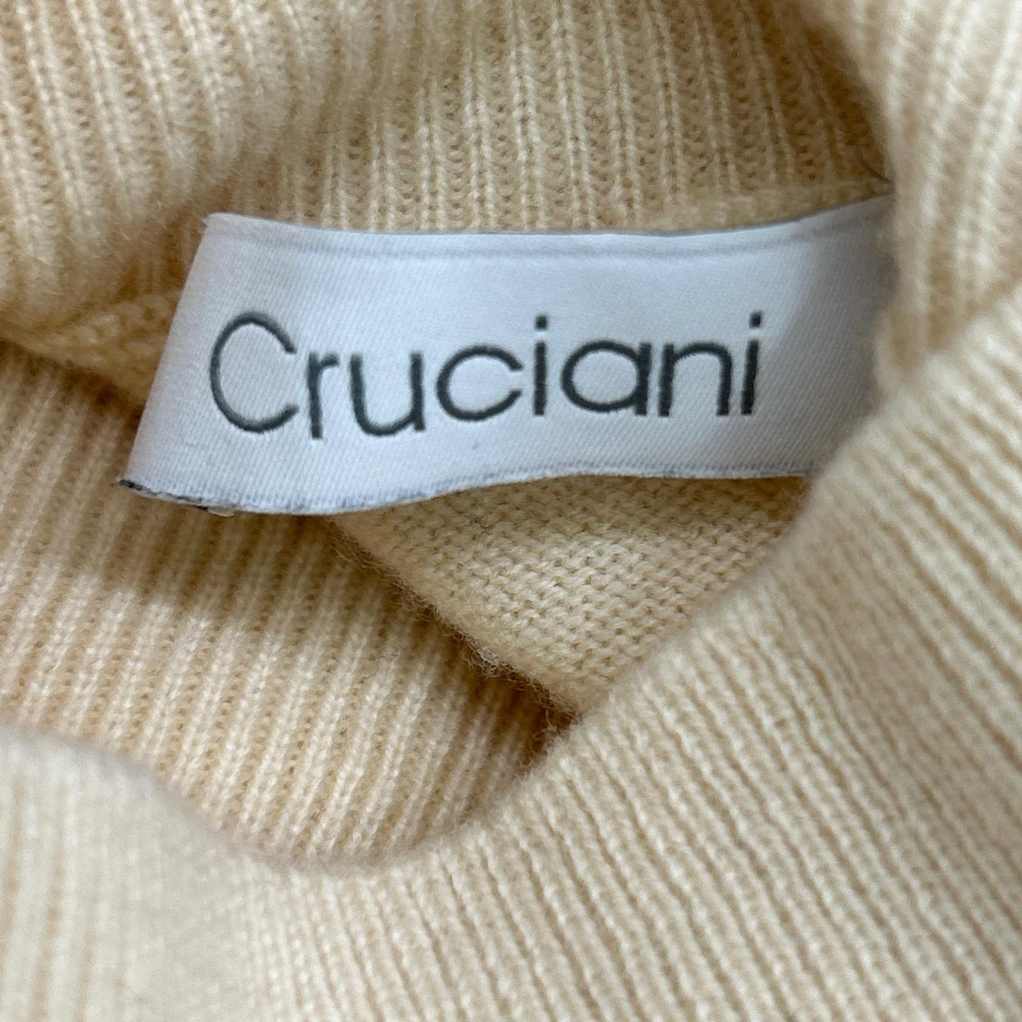 Cruciani JD2102 Beige Cashmere High-Gauge High-Neck Knit Top