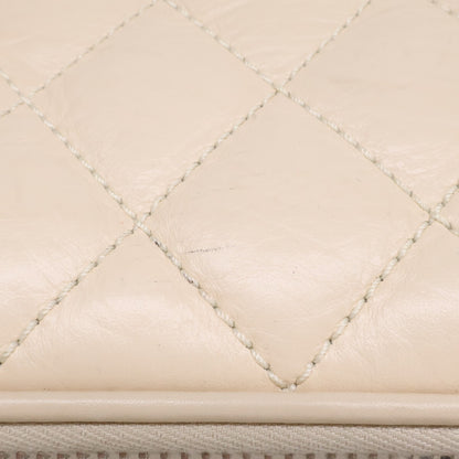 CHANEL 10-series vintage calfskin beige Matelassé carry case suitcase trunk
