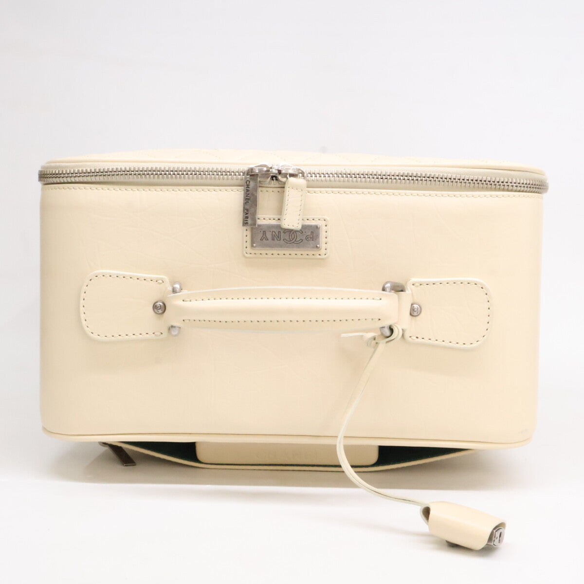 CHANEL 10-series vintage calfskin beige Matelassé carry case suitcase trunk