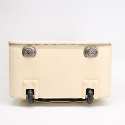 CHANEL 10-series vintage calfskin beige Matelassé carry case suitcase trunk