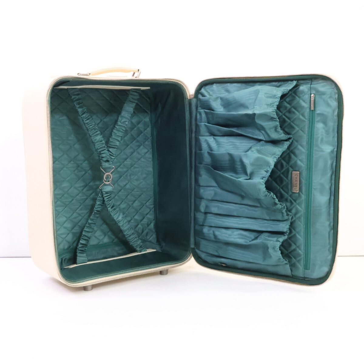CHANEL 10-series vintage calfskin beige Matelassé carry case suitcase trunk