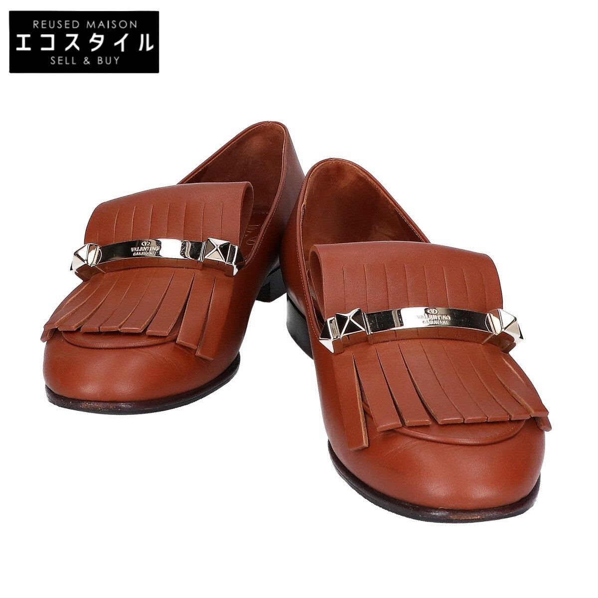 DR K84 2 Rockstud Fringe Leather Loafer Shoes 36 Women's