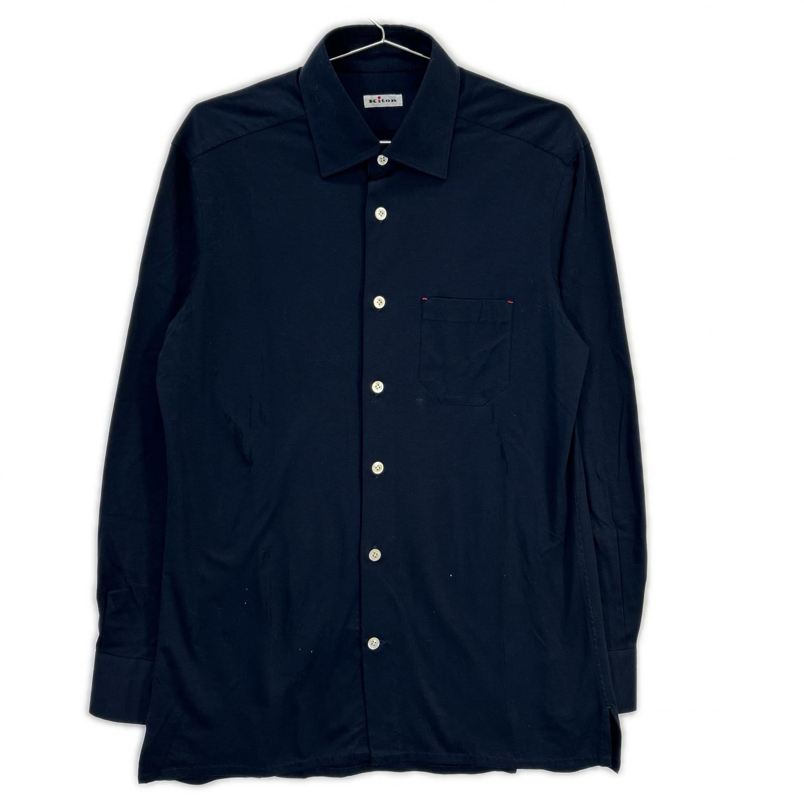 Kiton キートン UMCNERK06R49 ネラーノ コットンジャージー ネイビーシャツ トップス