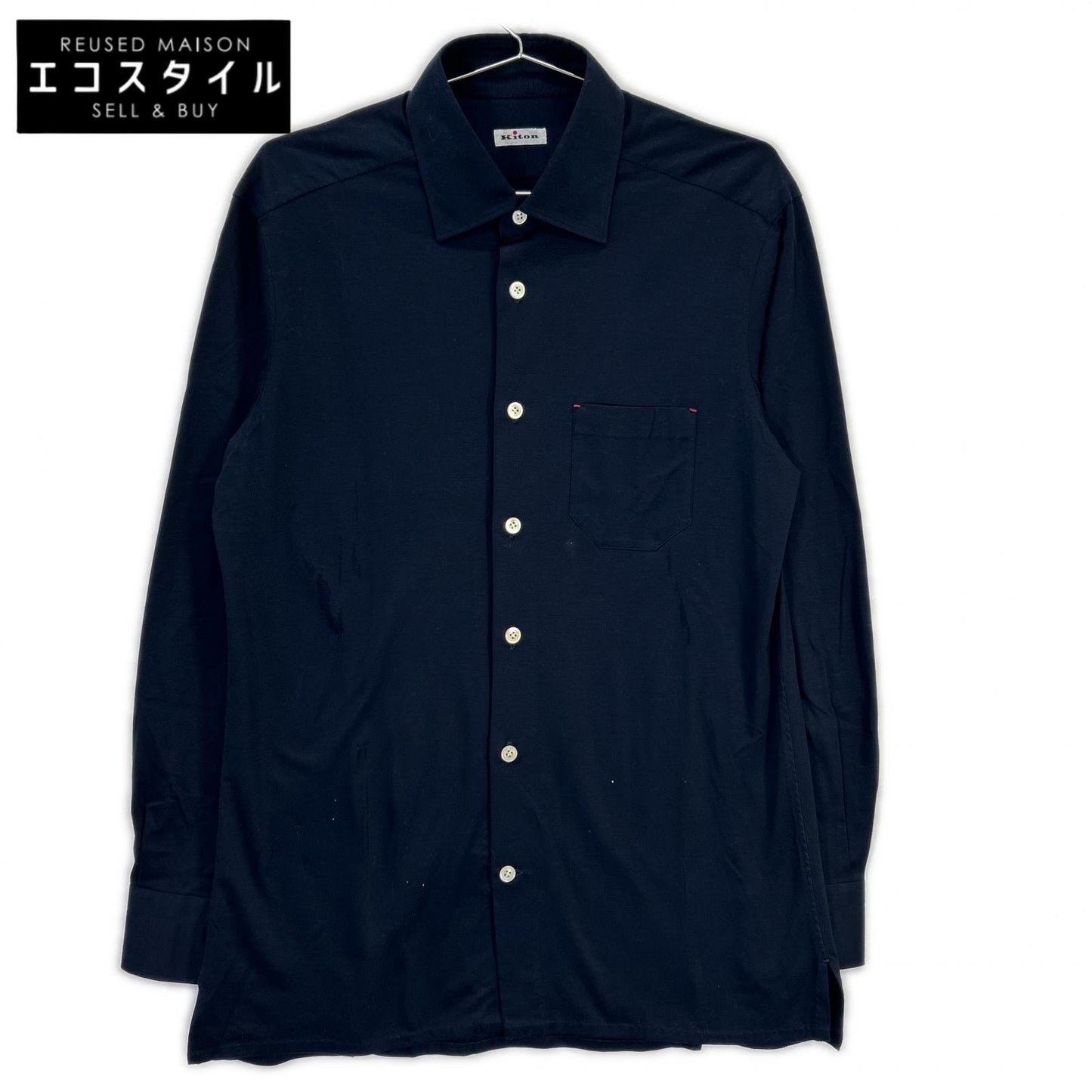Kiton キートン UMCNERK06R49 ネラーノ コットンジャージー ネイビーシャツ トップス