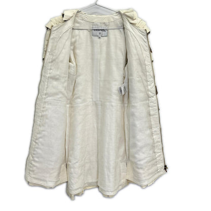 P57937 C00280 Leather Trim Frill Tweed Coat 36 Women's