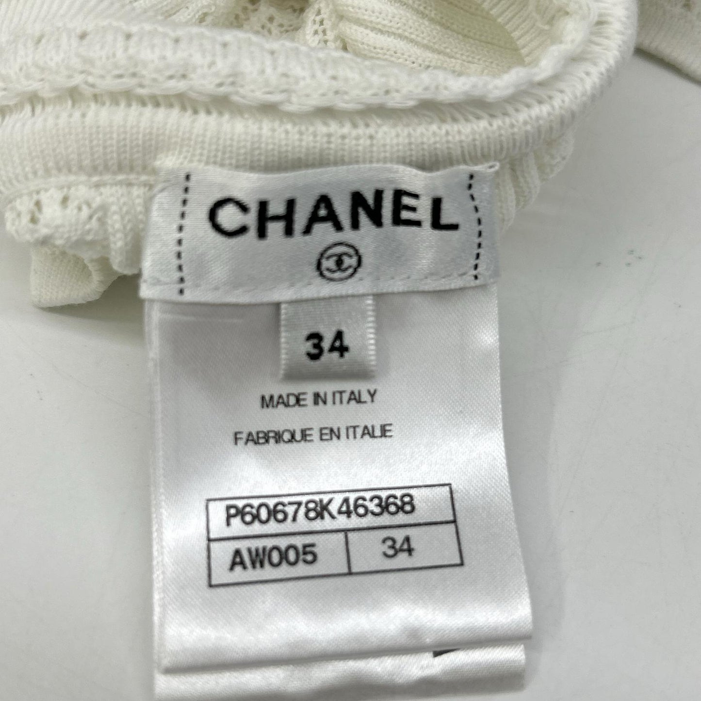 CHANEL シャネル P60678 K46368 ホワイト カンボンメダル サマーニットキャミ トップス