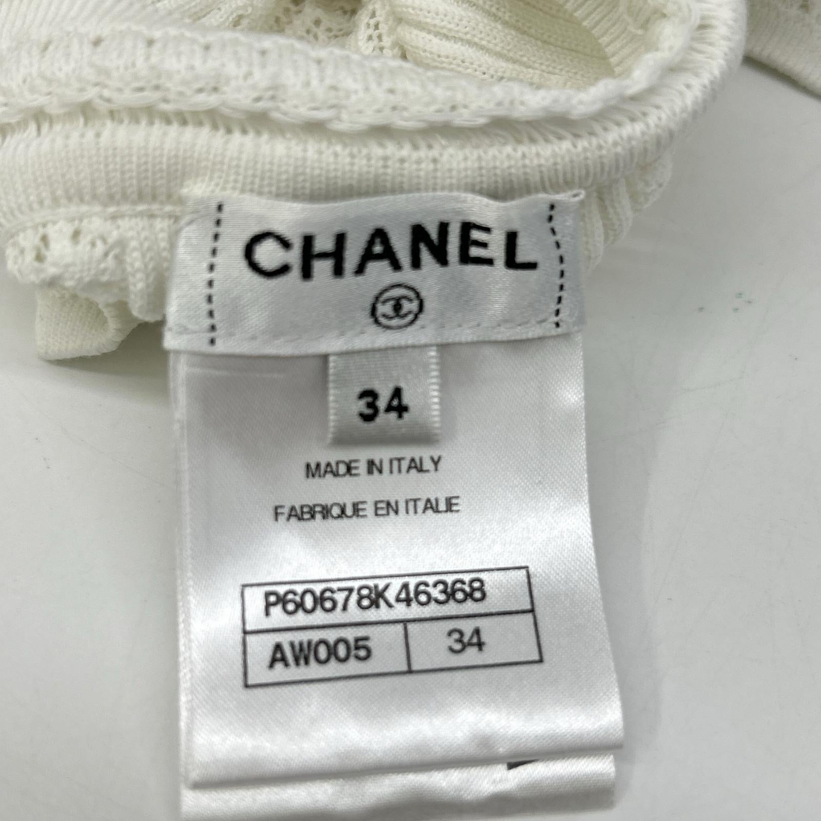 CHANEL シャネル P60678 K46368 ホワイト カンボンメダル サマーニットキャミ トップス