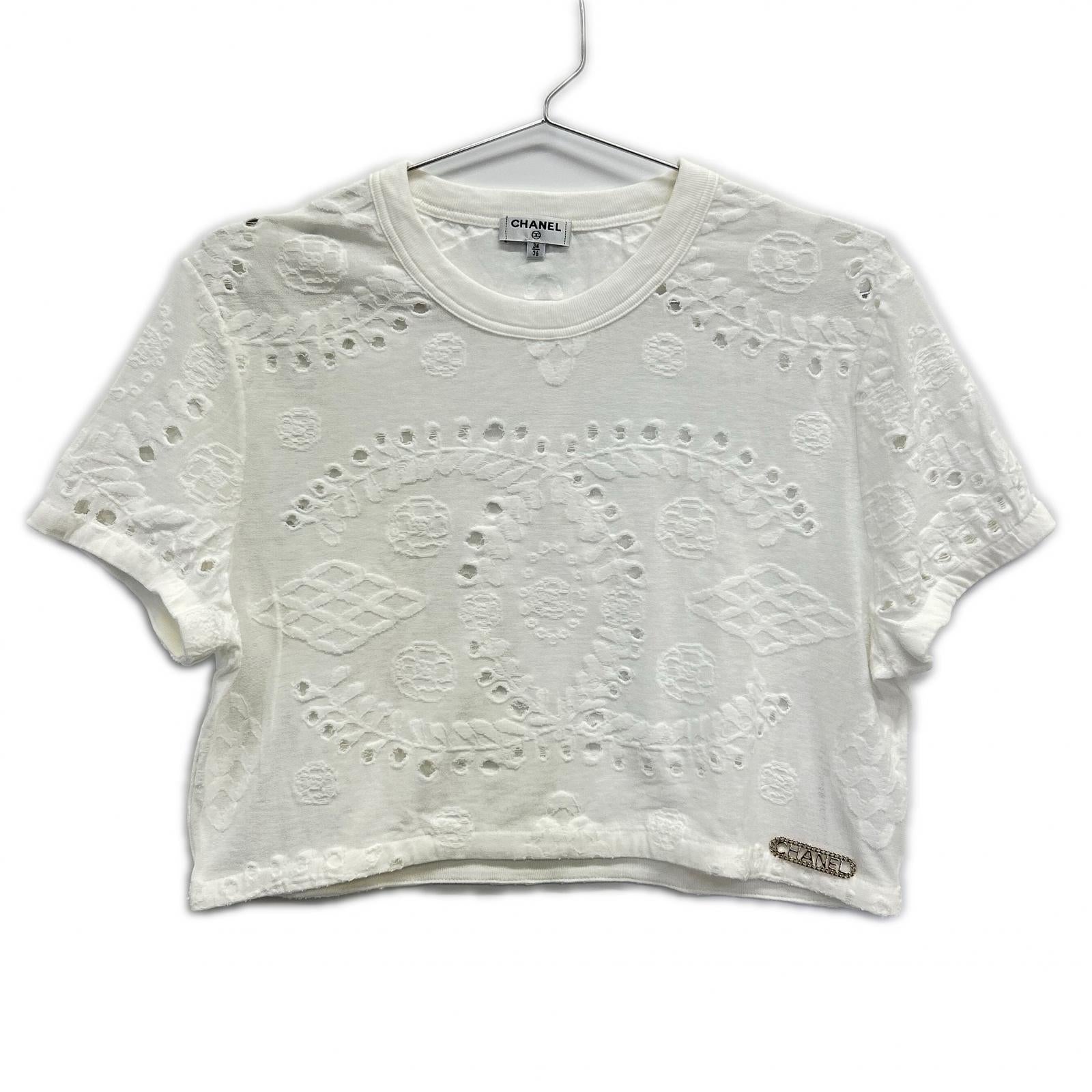 CHANEL シャネル  P62963 K48501 ｺｺﾏｰｸ ﾊﾟﾝﾁﾝｸﾞﾃﾞｻﾞｲﾝ Tｼｬﾂ 34/36 P62963 K48501 ｺｺﾏｰｸ ﾊﾟﾝﾁﾝｸﾞﾃﾞｻﾞｲﾝ Tｼｬﾂ トップス 34/36 レディース