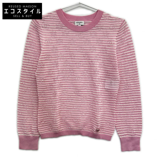 CHANEL P76508K 10997 Border Coco Mark Summer Knit Top