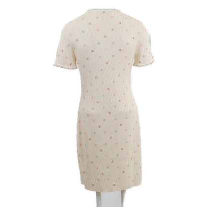 CHANEL P75013 K10761 Coco Mark Pearl Embellished Silk Knit Dress