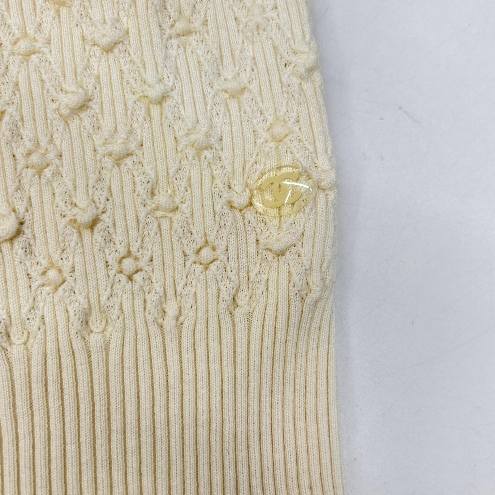 CHANEL P58467 K07659 Clear Coco Mark Cotton x Silk Rib Knit Top