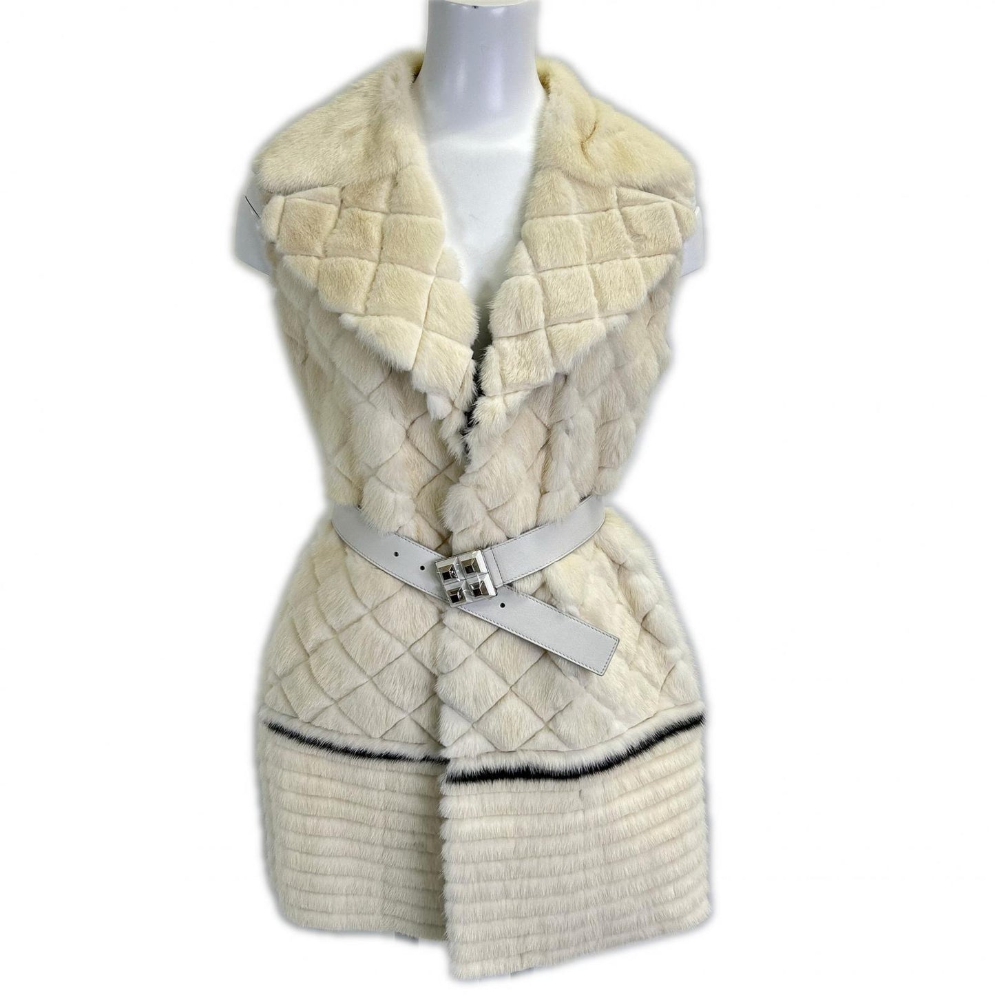 FNH407 Waist belt front hook mink gilet vest 36 women's