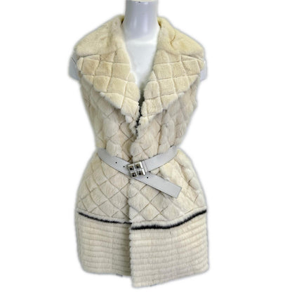 FNH407 Waist belt front hook mink gilet vest 36 women's