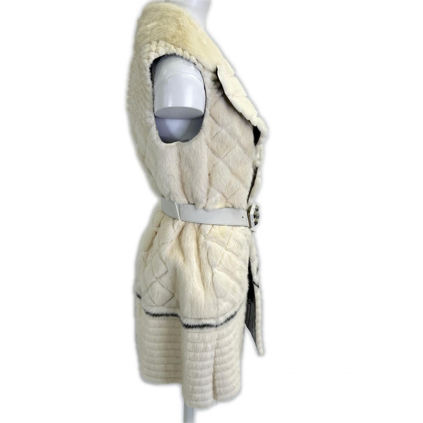 FNH407 Waist belt front hook mink gilet vest 36 women's