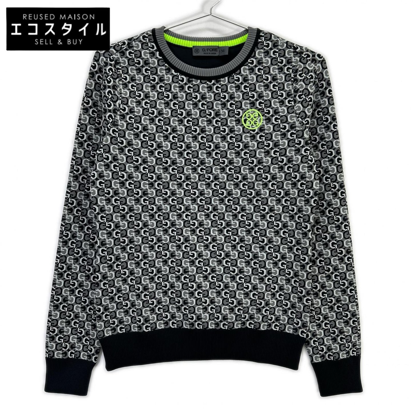 073215761 Gray All-over Pattern Crew Neck Knit Top 36 Women's