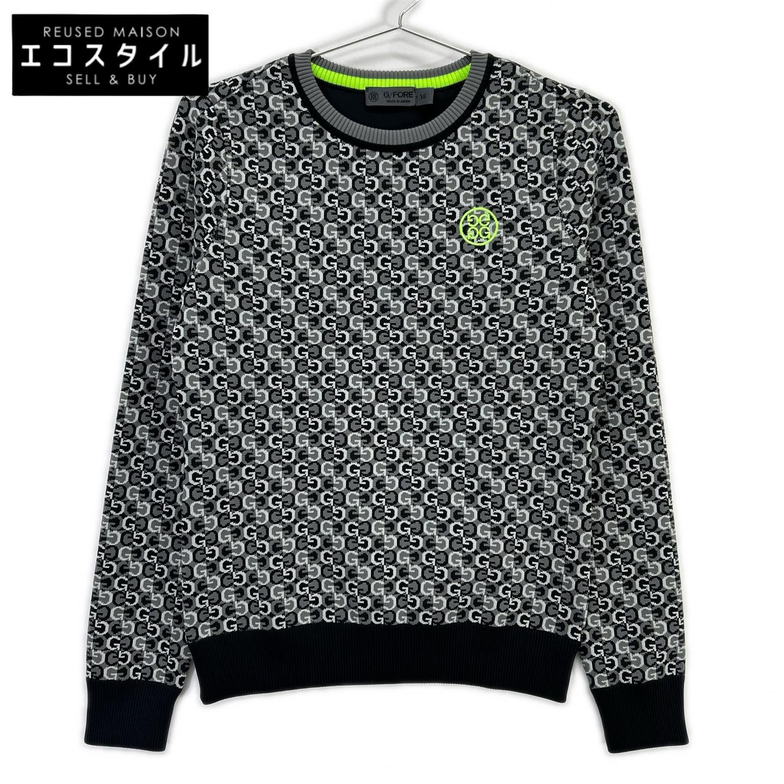 073215761 Gray All-over Pattern Crew Neck Knit Top 36 Women's